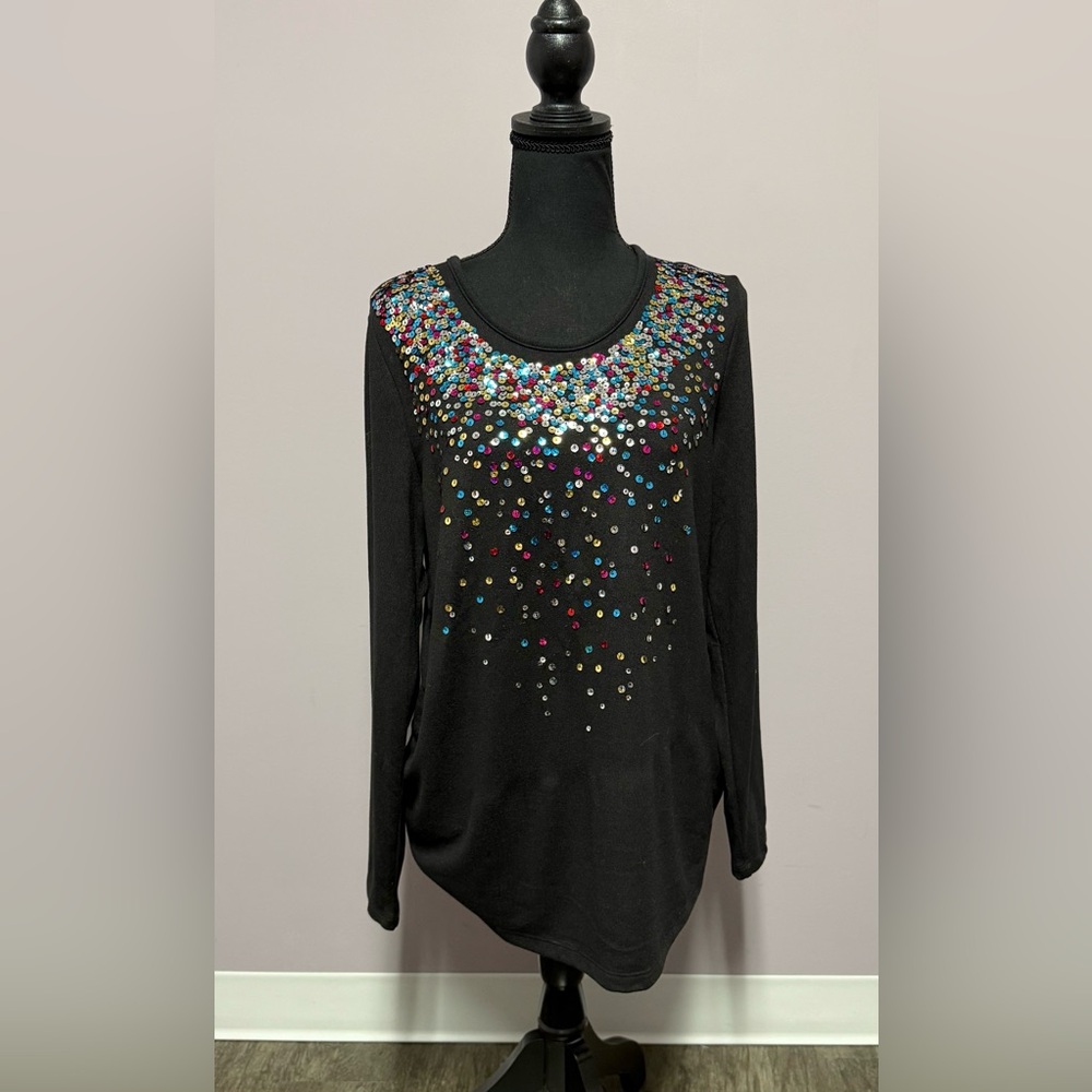 NEW Quacker Factory QVC Sequins TOP Bling